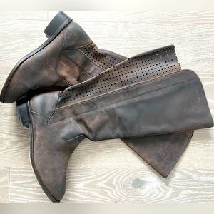 COPY - TORRID GENUINE LEATHER 7W Brown Wide Calf Boots with Zipper and Eyelet A…